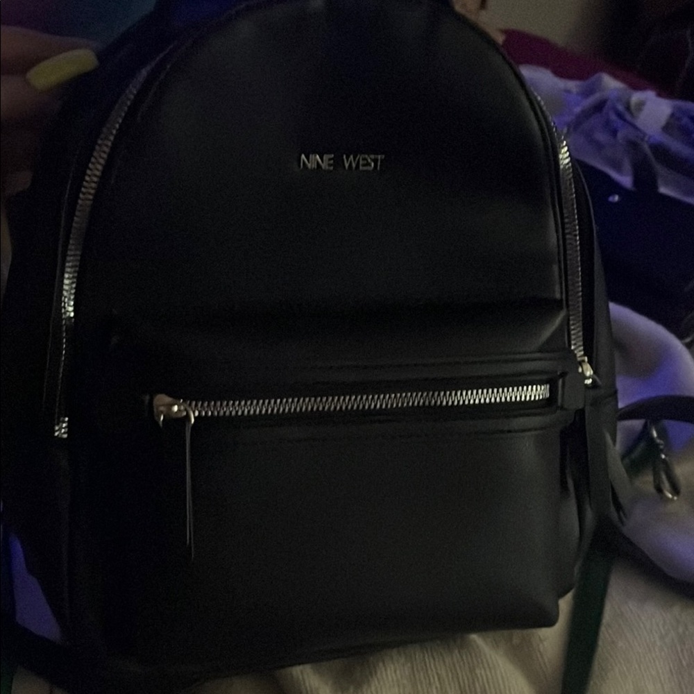 Nine West Midnight Black Backpack with Silver Accents